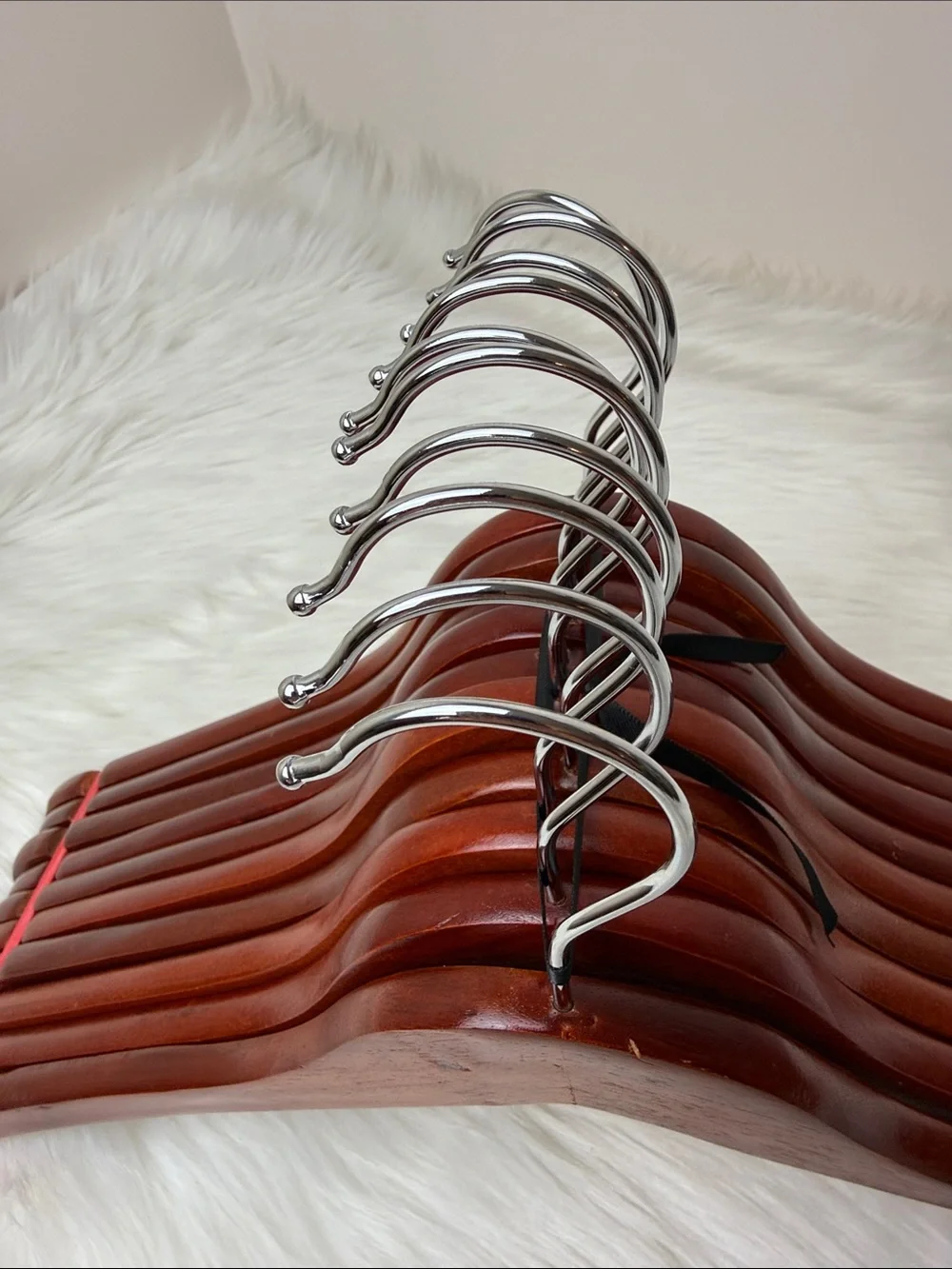 Wooden Shirt Hangers - Set of 10 in Warm Brown Mahogany